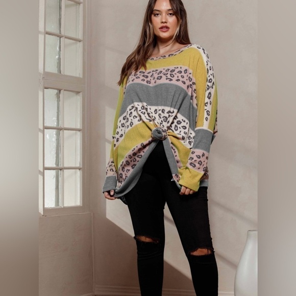 Ms. Diva Plus! Lime..Gray…Leopard Top - Picture 2 of 3